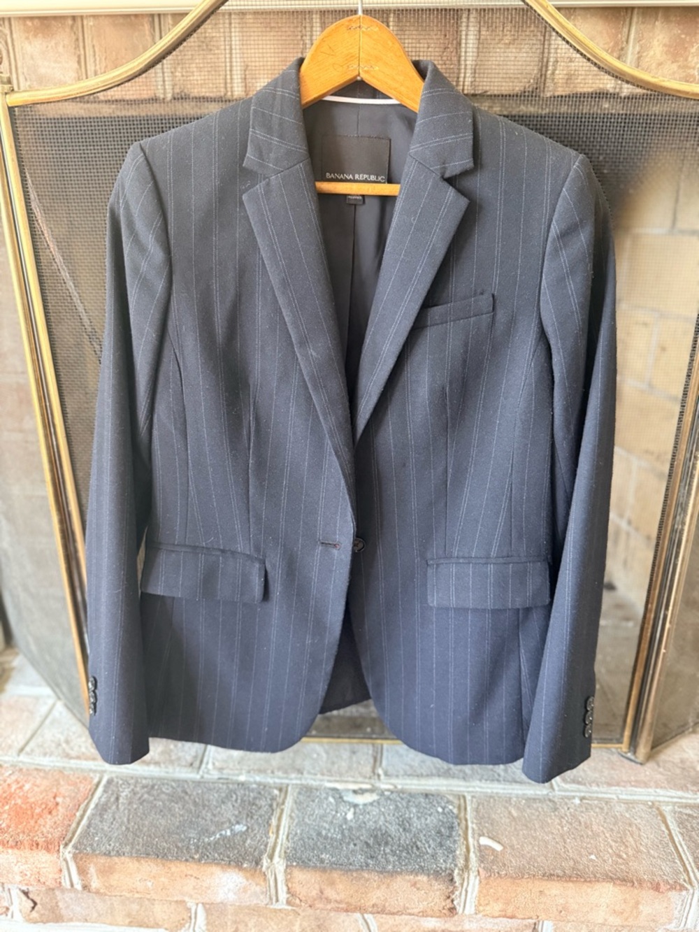 Banana Republic Men's Dark Navy Pinstripe Blazer